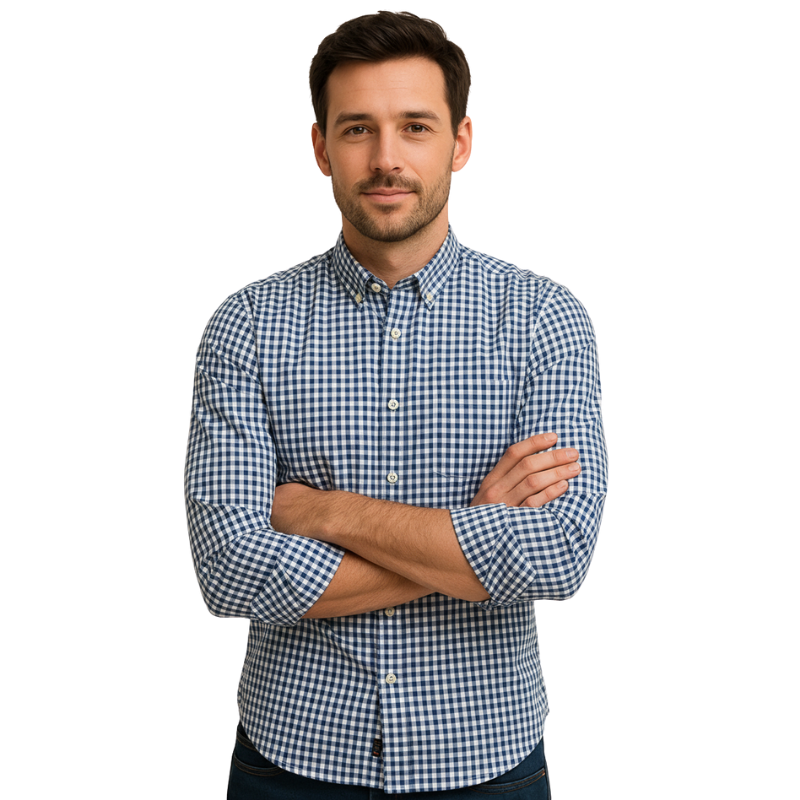 Stilvolles Herren Karohemd, Langarm, Regular Fit, perfekt für Büro & Freizeit.