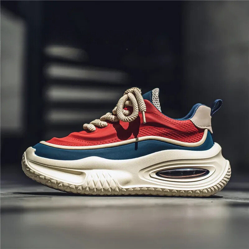 Herren Retro Sneaker für urbanen Alltag, dicke Sohle, Schnürung; Komfort & Stil.