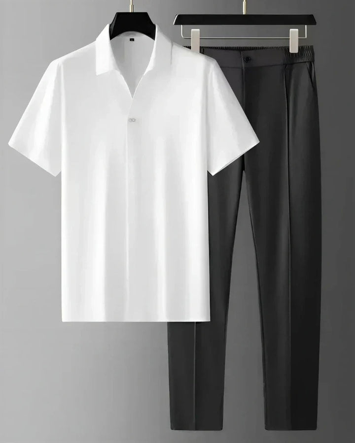Weiches Herren Freizeit Set aus Modal-Mischung, elegantes Kurzarm Polo & Shorts für höchsten Komfort.
