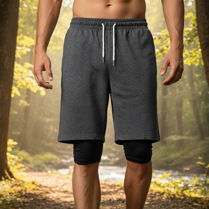 Herren Shorts mit Elastikbund und Kordelzug, ideal für Sport & Freizeit im Sommer.