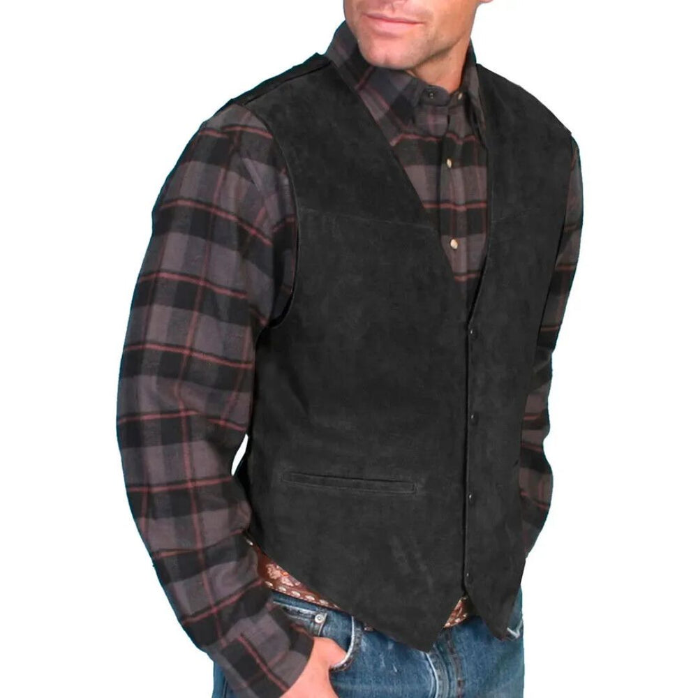 Elegante Herren Trachtenweste in Braun, ideal für Freizeit & festliche Anlässe. Rustikaler Vintage-Stil, traditionell.