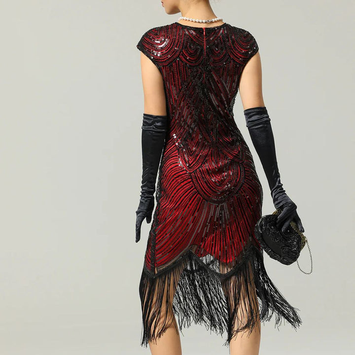 Zeitloses Gatsby Damen Glitzerkleid. Elegantes Cocktailkleid im Vintage-Stil für festliche Momente.