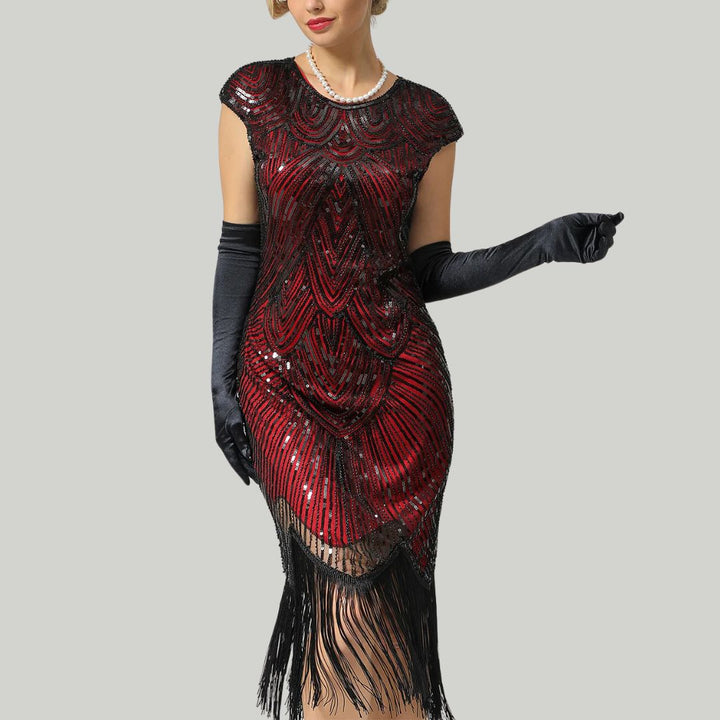 Elegantes Damen Glitzerkleid im Gatsby-Stil. Festliches Abendkleid für besondere Anlässe.