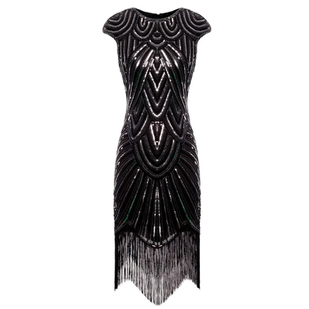 Glamouröses Gatsby Abendkleid mit Pailletten. Elegantes Damenkleid für festliche Events und Partys.