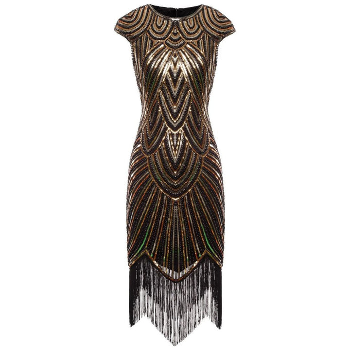 Schillerndes Cocktailkleid für Damen. Festliches Glitzerkleid im Vintage 20er Jahre Stil.
