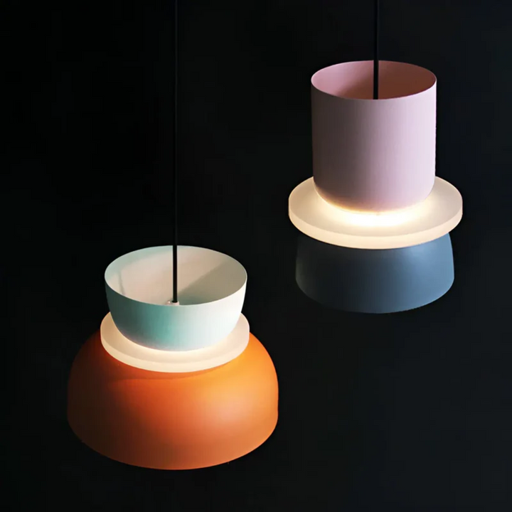 Farbige Macaron LED Pendelleuchte, energieeffiziente Hängelampe für Esszimmer Beleuchtung.