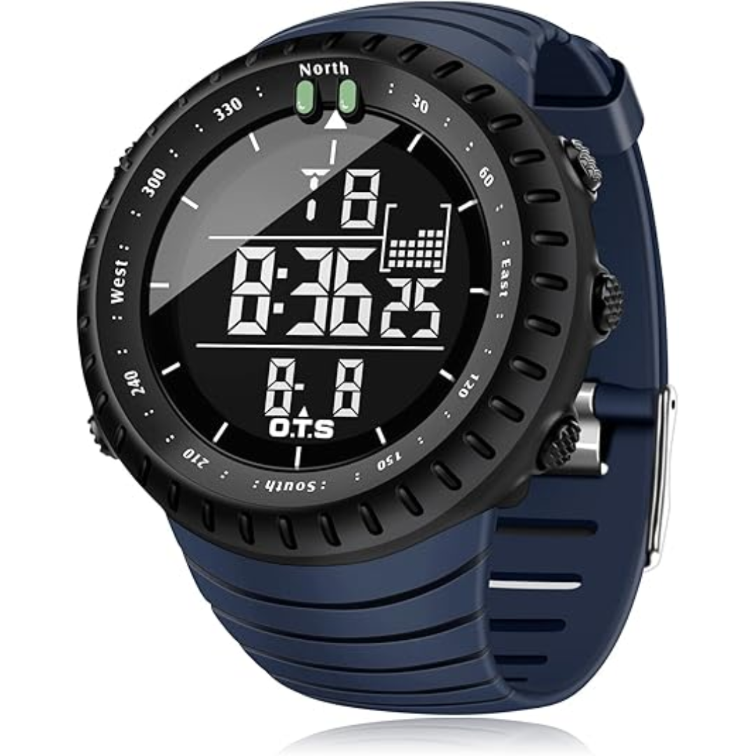 Stoßfeste & wasserdichte digitale Herren-Sportuhr, langlebige Outdoor-Armbanduhr.