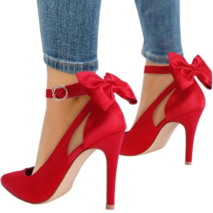 Chicer Stiletto High Heel Pump für Damen, seitlich, mit hoher, schlanker Ferse & dezenter Schleife.