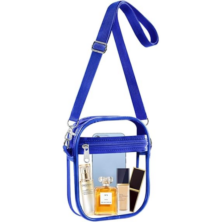 Zugelassene durchsichtige Unisex Crossbody Tasche, ideal für Stadien, Konzerte und Sportveranstaltungen.