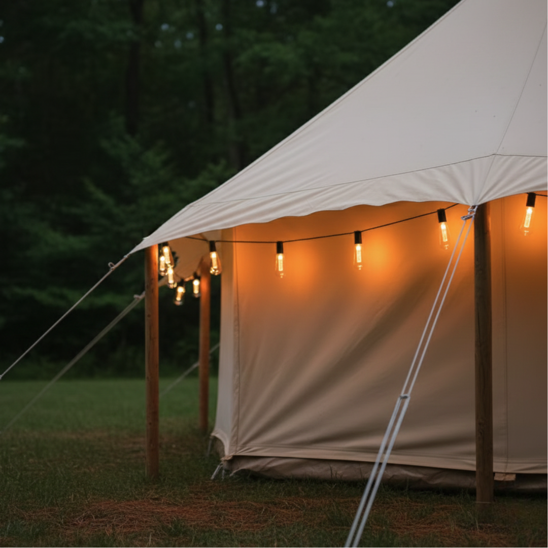 Ansprechende Vintage LED Solar-Lichterkette für warme Outdoor-Beleuchtung und Terrassen-Dekoration.
