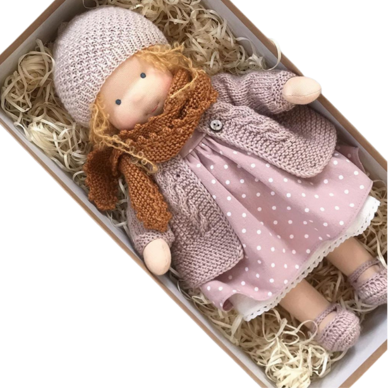 Pädagogische handgemachte Waldorfpuppe, ideale Kuschelpuppe & Spielzeug. Aus Naturmaterialien für fantasievolles Kinderspiel.