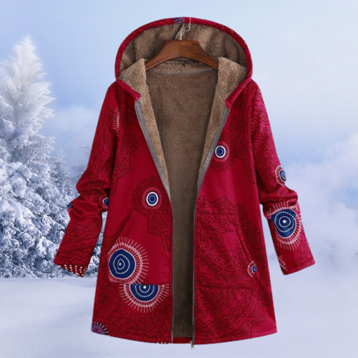 Modische Damen lange Kapuzen-Winterjacke, gesteppt. Optimal für Kälteschutz und Outdoor im Winter.