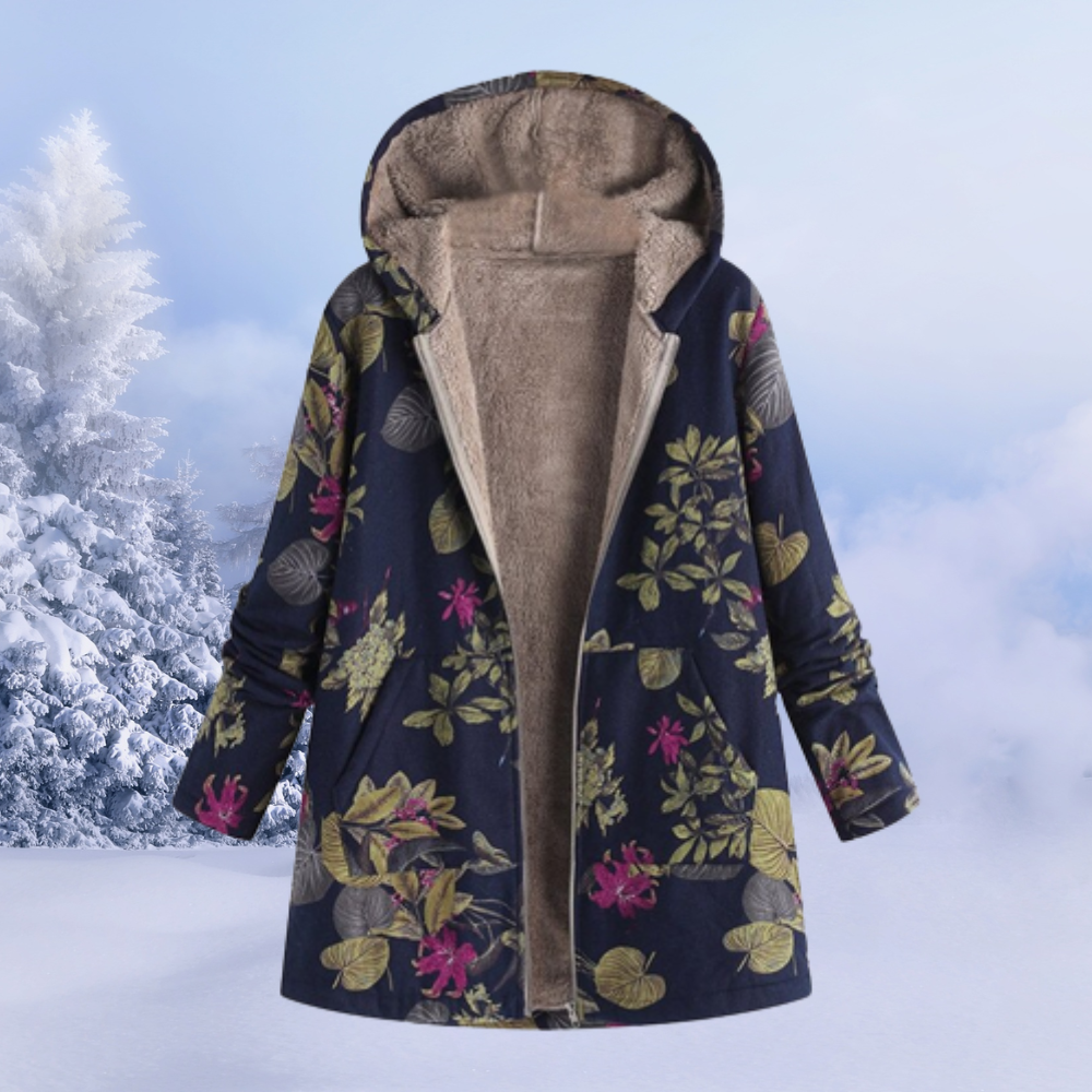 Lange Damen Steppjacke mit Kapuze, moderne Wintermode. Schützt optimal vor Kälte & Wind.