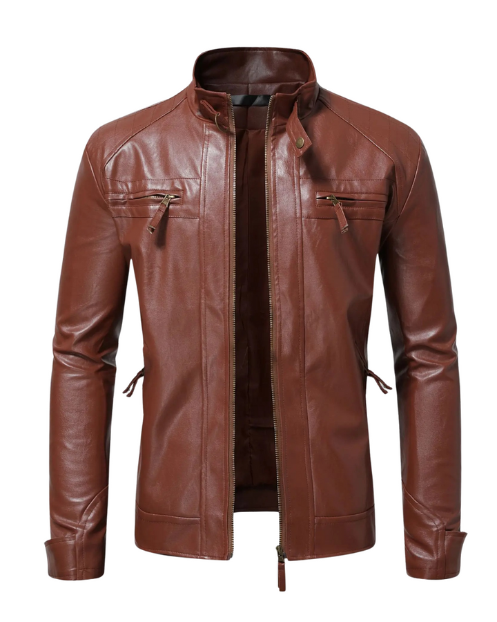 Stylische schwarze Slim Fit Herrenjacke mit Reißverschluss, ideal als Freizeitaspekt oder vielseitige Übergangsjacke.