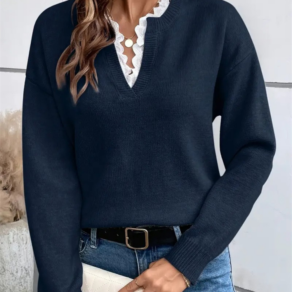 Elegantes Damen Langarmshirt, perfekt für Business Casual Outfits & stilvolle Alltagsmode.