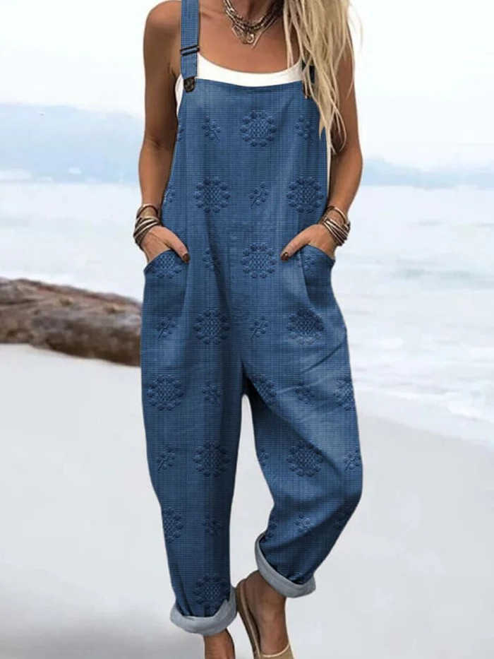 Lässiger Damen Jumpsuit im Vintage-Stil für Sommer und Frühling. Bequem und modisch für die Freizeit.