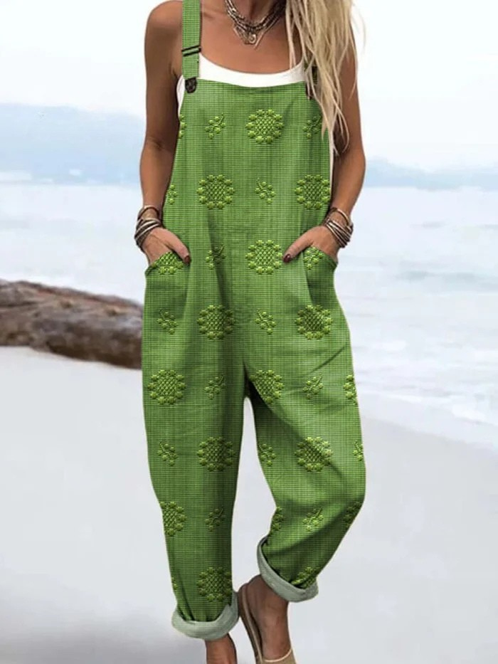 Eleganter Damen Vintage Overall in weiter Passform für Frühling & Sommer. Zeitloser Freizeit-Look.