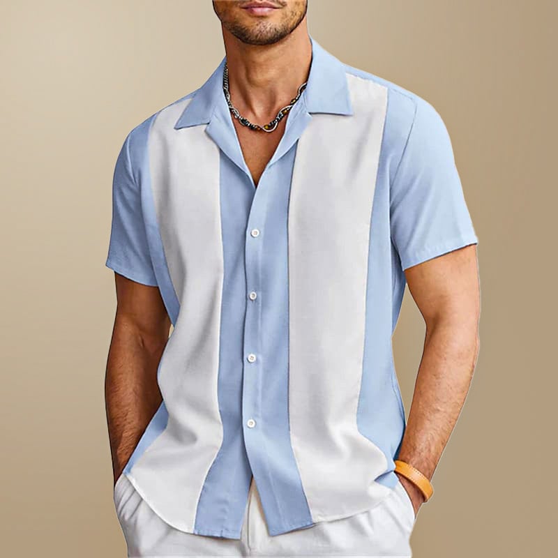 Lässiges Herren Kurzarmhemd mit auffälligen Colorblock-Streifen. Bequem für Freizeit und entspannte Anlässe.