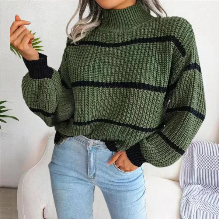 Eleganter Damen Pullover in neutraler Farbe, perfekt für zeitlosen Stil im Büro oder in der Freizeit.