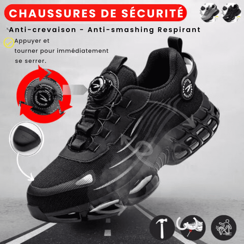 Seitenansicht der ergonomischen Sicherheitsschuhe mit Stahlkappe für optimalen Fußschutz.