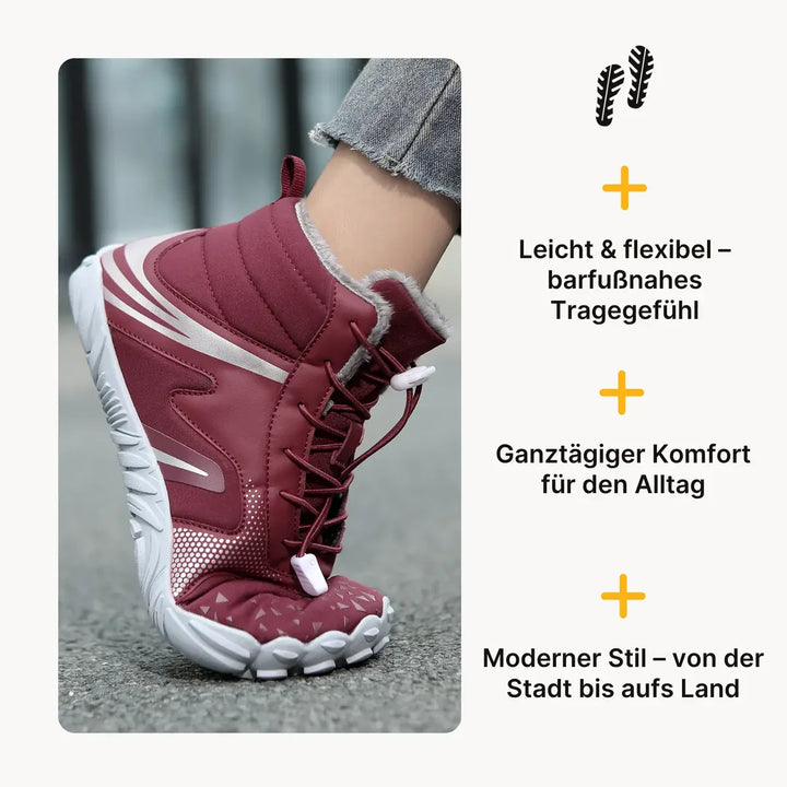Flexible, warme Winterschuhe: Babyblaue Unisex Barfußschuhe, wasserabweisend für natürliches Gehen.