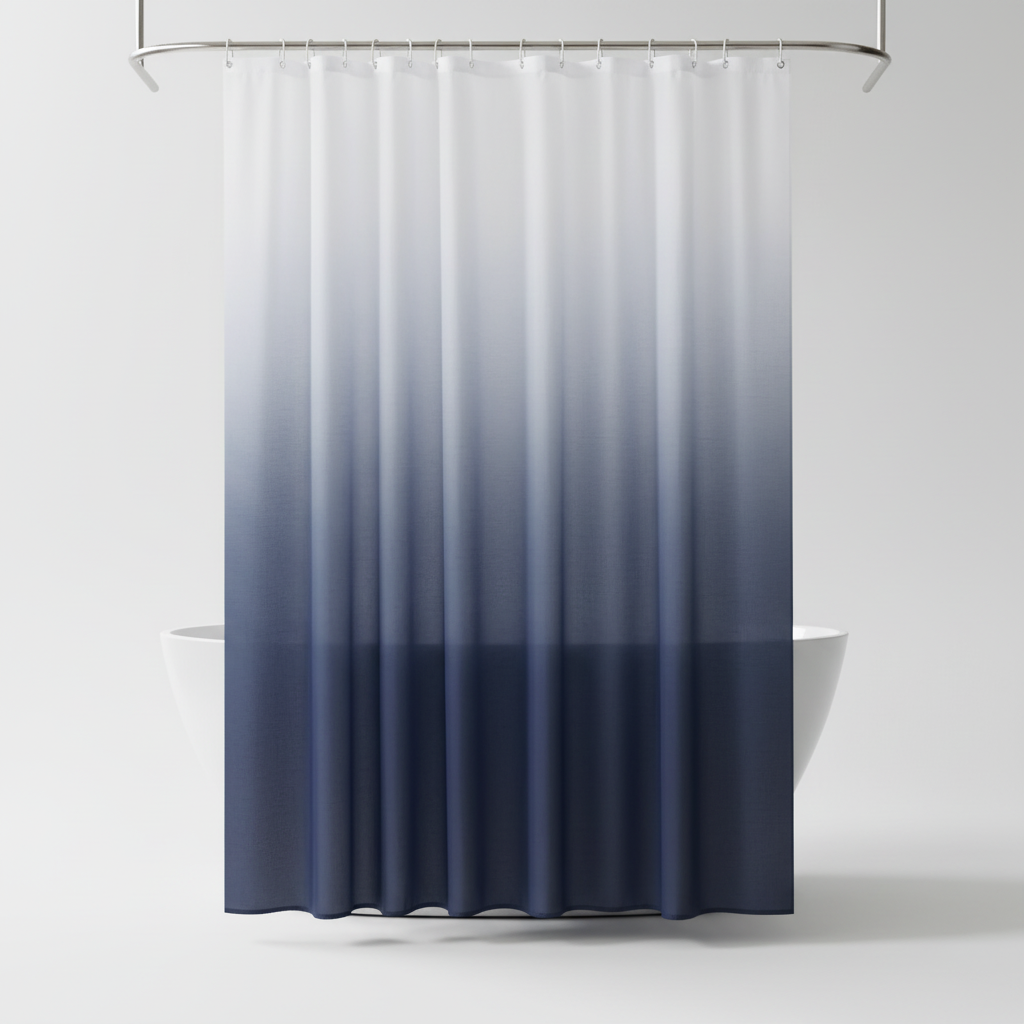 Moderner Duschvorhang mit elegantem Farbverlauf, verdicktes Polyestergewebe, wasserabweisend für stilvolle Badezimmer.