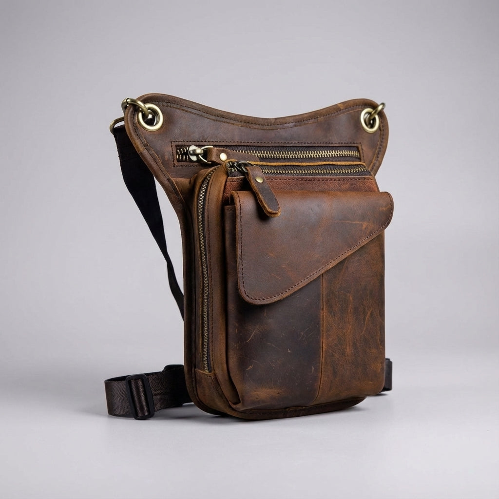 Unisex Hüft- & Beintasche CrossGrip als Motorradtasche. Ergonomisch, sicher und praktisch für Biker auf Tour.