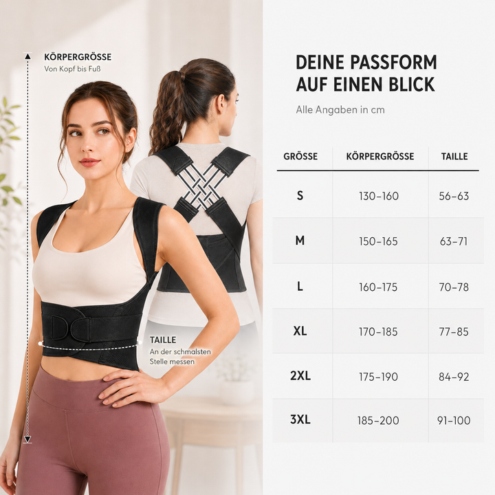 Rückenstütze zur Schmerzlinderung & Haltungsverbesserung. Verstellbar & atmungsaktiv für den Alltag.
