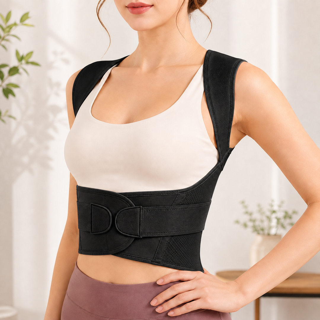 Rückenstütze mit Spandex-Anteil. Bietet Halt, Haltungskorrektur & Schmerzlinderung für Büro & Alltag.