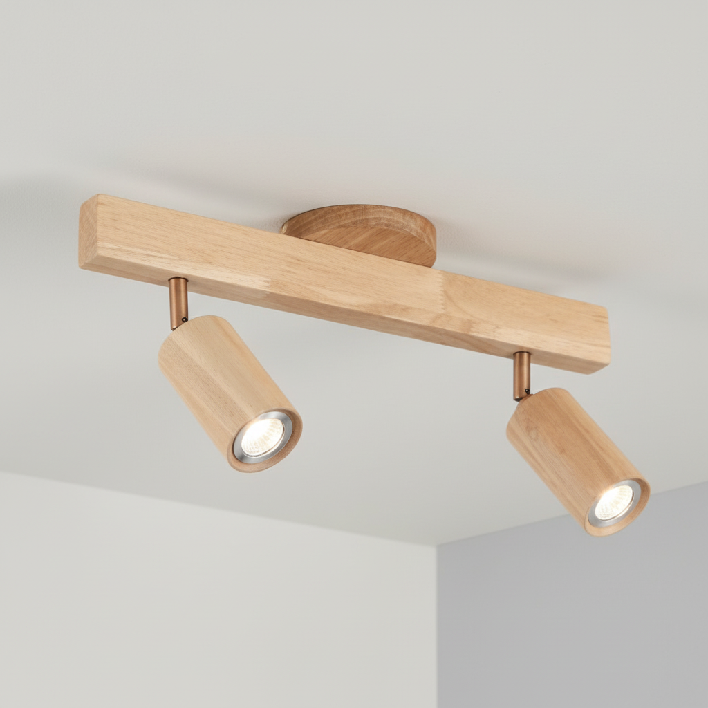 Ecobeam Holz-LED-Spot: Flexibler Lichtkegel für Leseecke oder Arbeitsbereich.