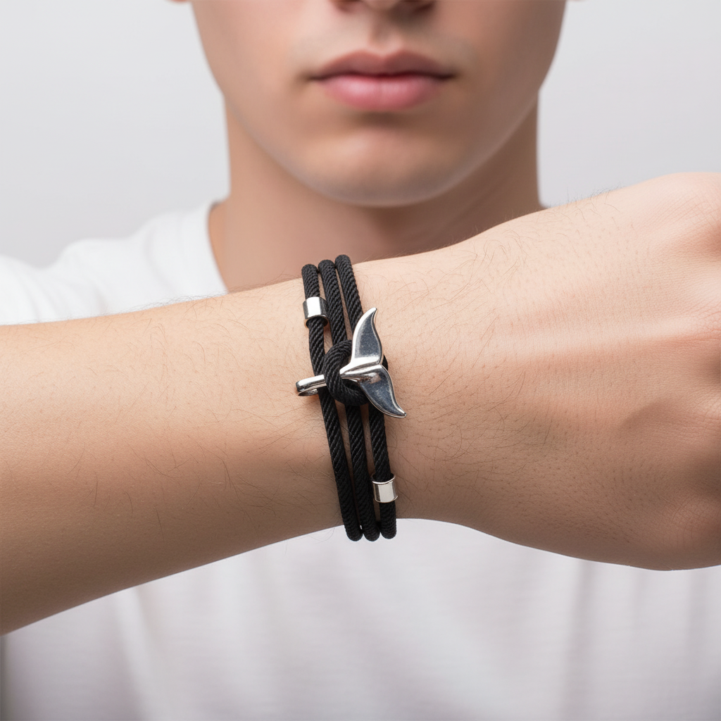 Trendiges Unisex Armband "AnchorBlue" mit Anker. Maritimer Armschmuck, verstellbar, blaues Seil.