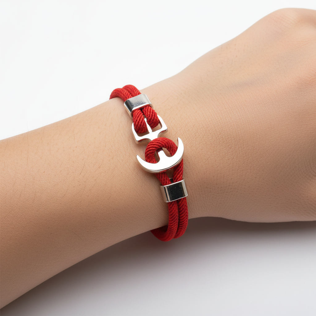 Unisex Armband "AnchorBlue" im maritimen Stil mit Anker. Verstellbar, blaues geflochtenes Seil.