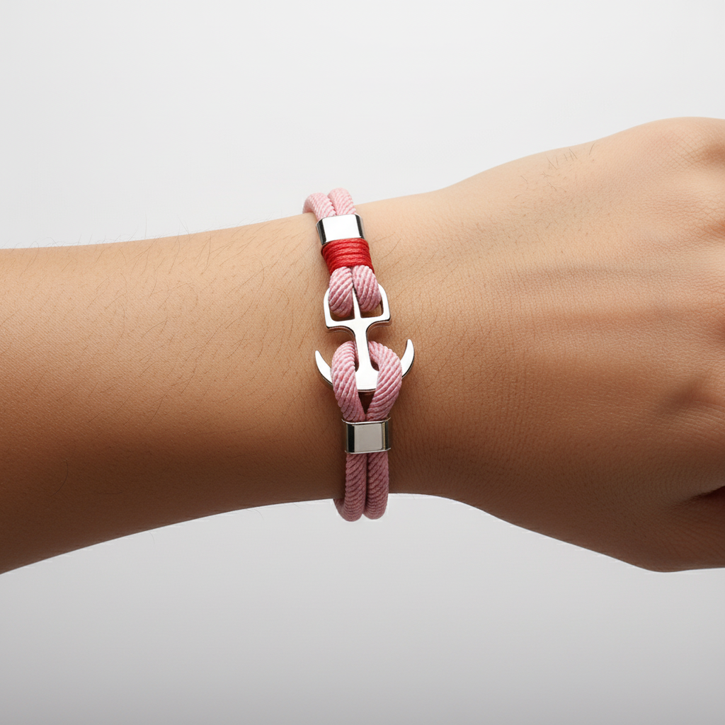 Exklusives maritimes Unisex Armband "AnchorBlue" mit Anker. Verstellbares hochwertiges blaues Seil.
