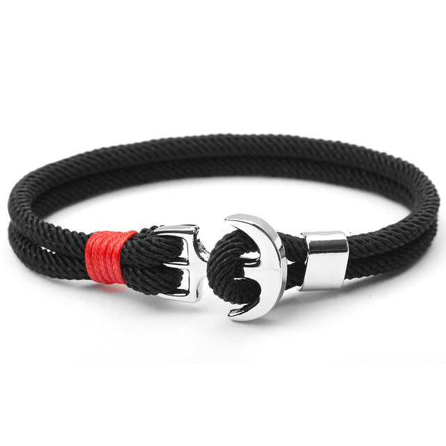 Fischschwanz Armband "AnchorBlue", maritim, unisex. Verstellbar, blaues Seil, Strand-Accessoire.