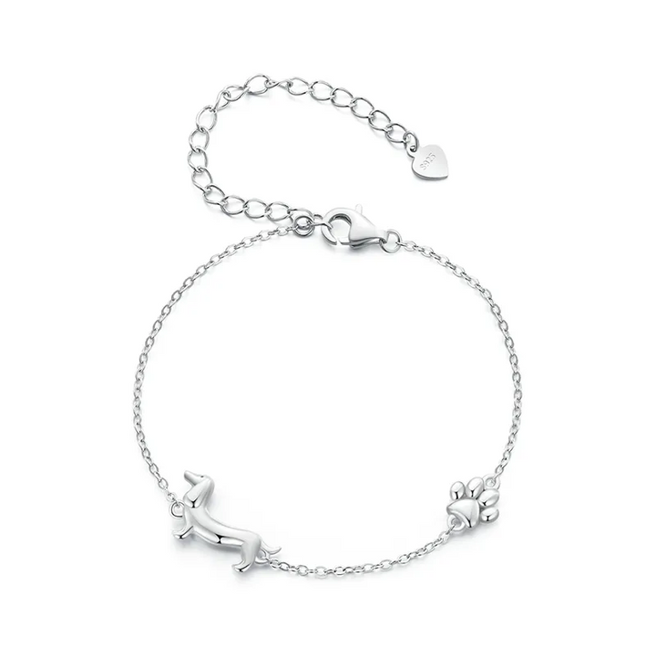 Ideales Geschenk für Tierliebhaber: Damen Armband aus 925er Silber mit süßem Dackel-Anhänger, verstellbar.