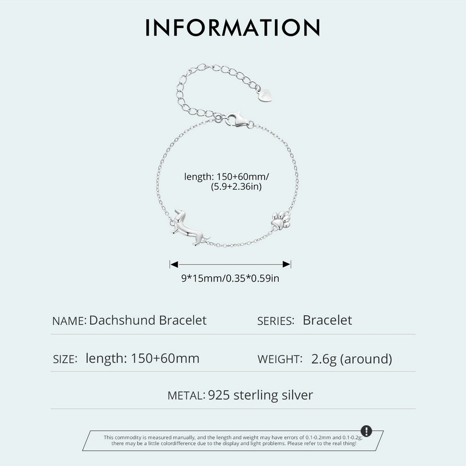 Modernes Damen Silberarmband mit verspieltem Dackel-Anhänger, perfekt für den Alltag und Tierliebhaber.