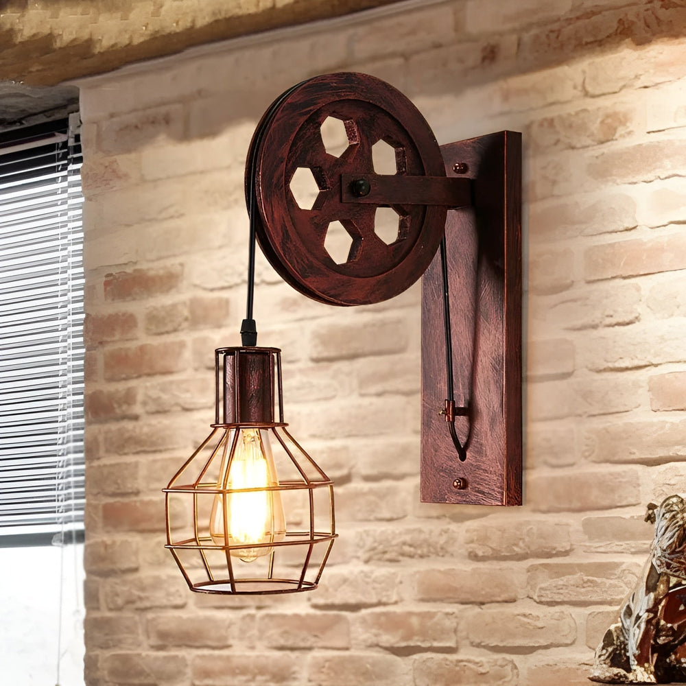 Industrielle Wandlampe aus Metall, rustikales Vintage-Design. Dekorative LED-Leuchte für stilvolle Innenräume.