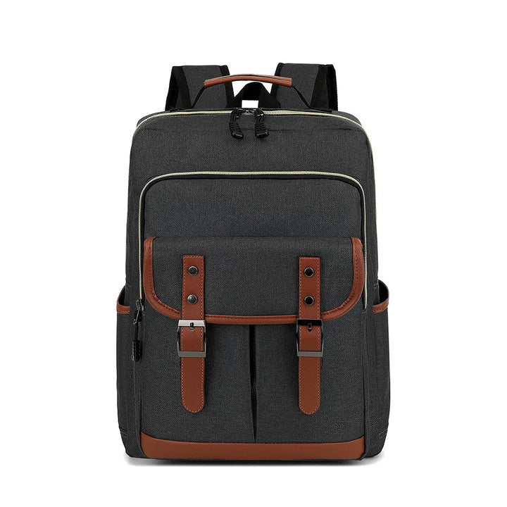 Person trägt Unisex Laptop Rucksack im Vintage-Stil, geeignet für Damen & Herren.