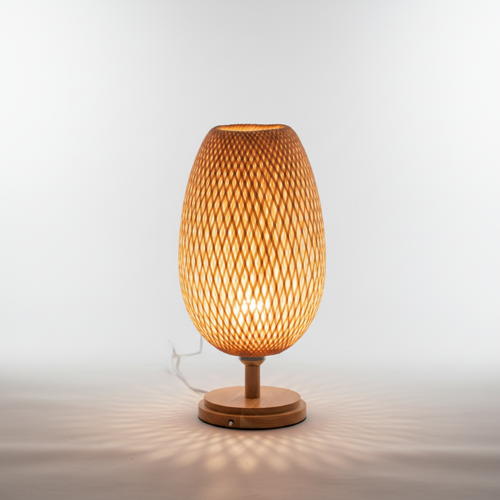 Natürliche Vintage Tischlampe aus Bambus, dekorativ & funktional für jeden Raum.