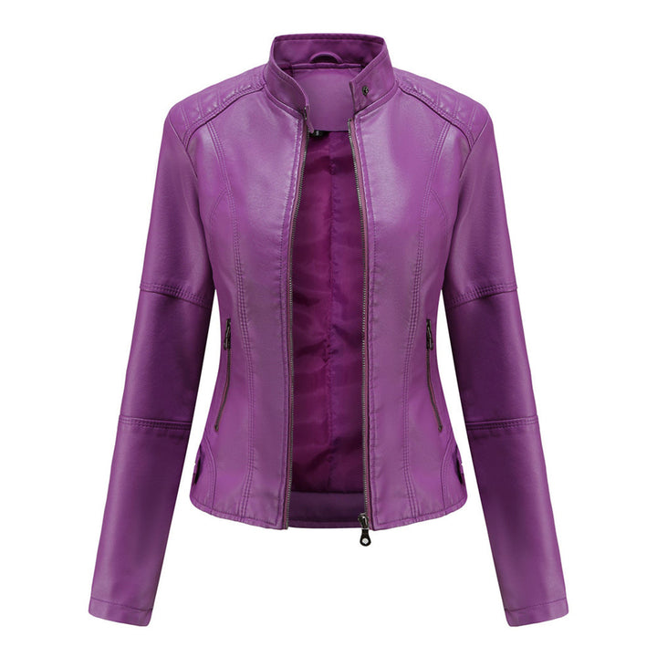 Vielseitige Damen Übergangsjacke in Aprikose, mit Hochkragen, ideal für jede Gelegenheit.