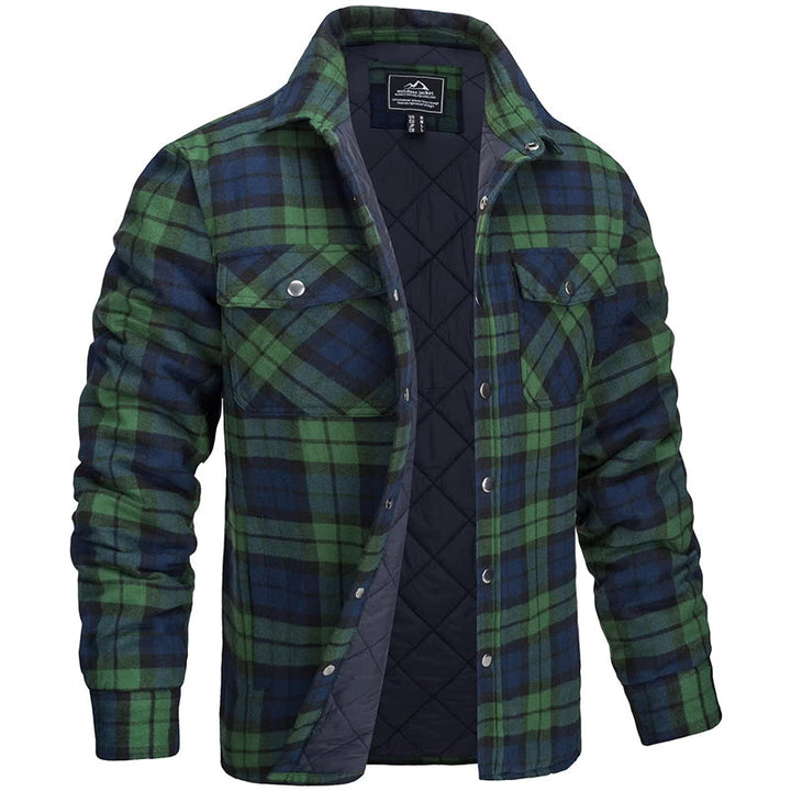 Stilvolle karierte Herren-Holzfällerjacke aus robustem Stoff, perfekt als Freizeitjacke oder für Herrenmode.