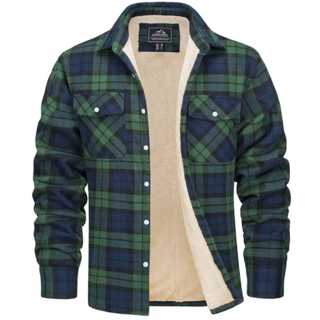Robuste Herren Outdoorjacke "Arvid" kariert, fleecegefüttert für Wärme & Komfort in Herbst & Winter.