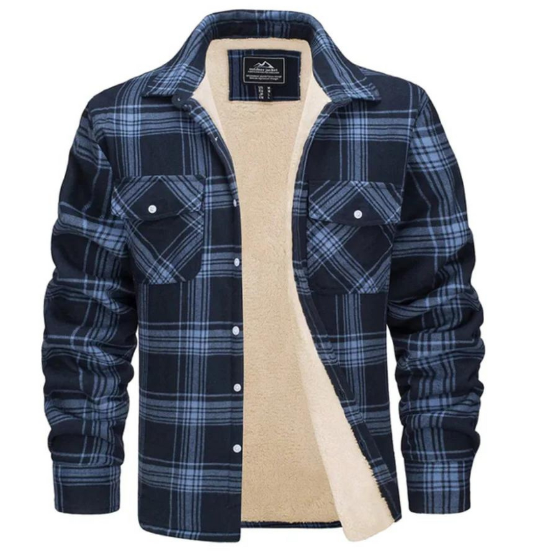 Karierte Herren Jacke "Arvid" in großen Größen, fleecegefüttert, stylisch & warm für kalte Herbst- & Wintertage.