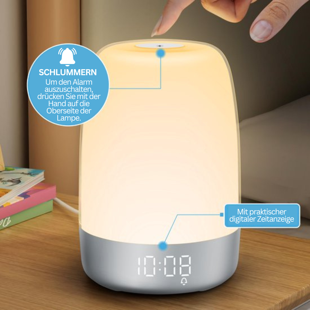 Aurora Wake-up-Light mit entspannenden Naturklängen und Stimmungslicht für besseren Schlaf und Ruhe.