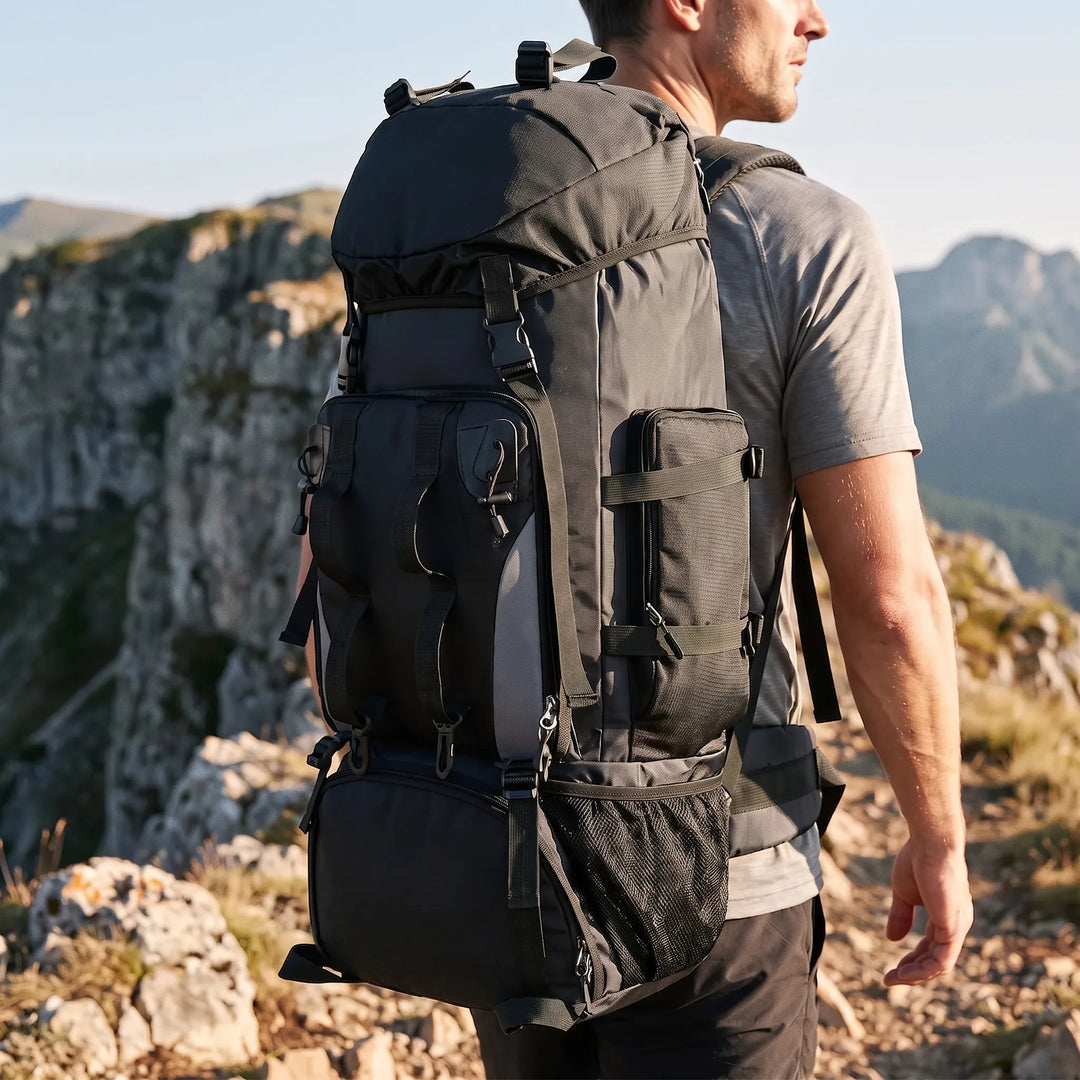 Robuster Unisex Wanderrucksack 90L, ideal für lange Mehrtages-Touren und Trekking-Abenteuer.