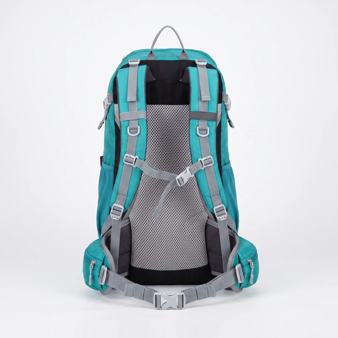 Grüner 30L Herren Tagesrucksack mit praktischen Seitentaschen. Robustes Nylon für Outdoor-Abenteuer.