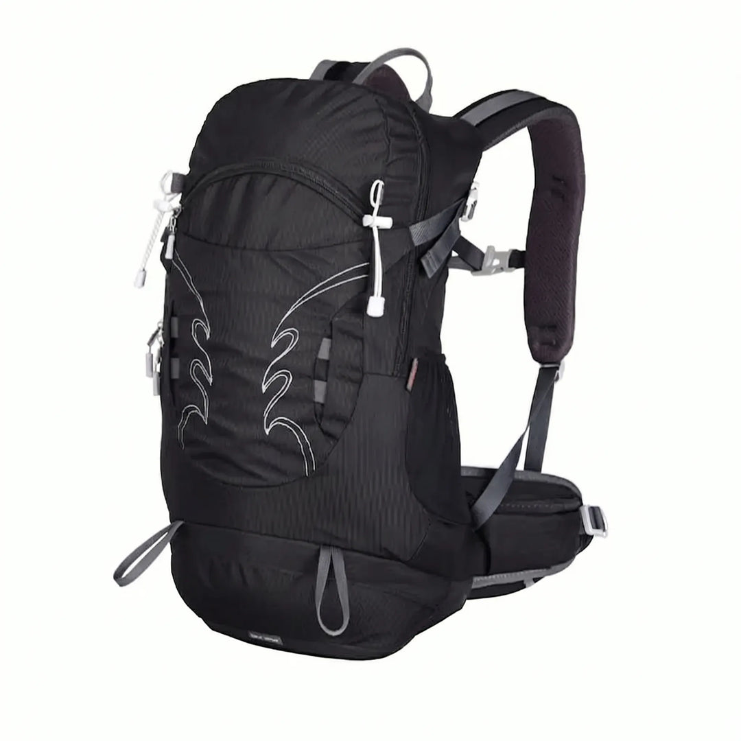 Grauer 30L Herren Outdoor-Rucksack mit robustem Material. Ideal für Wanderungen & Camping bei jedem Wetter.
