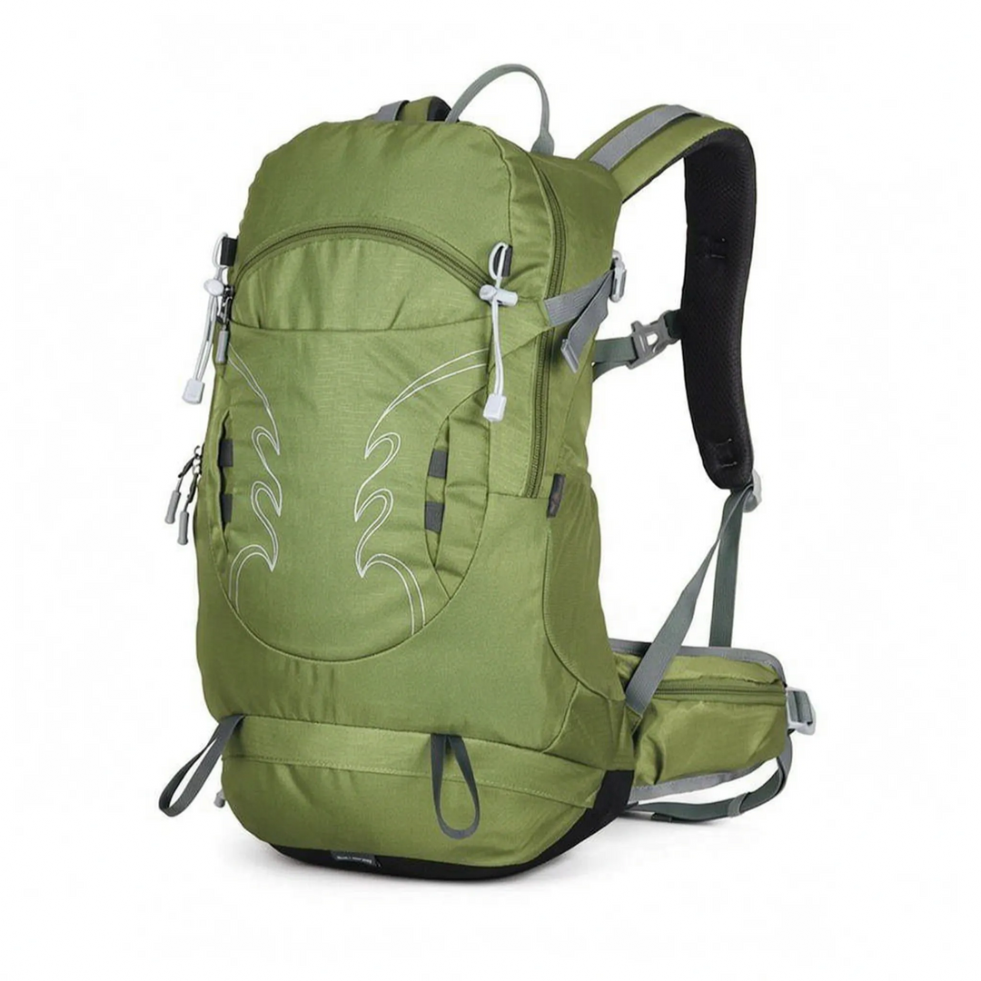 Stabiler Boden des blauen 30L Herren Wanderrucksacks. Schützt Ihre Ausrüstung beim Trekking.