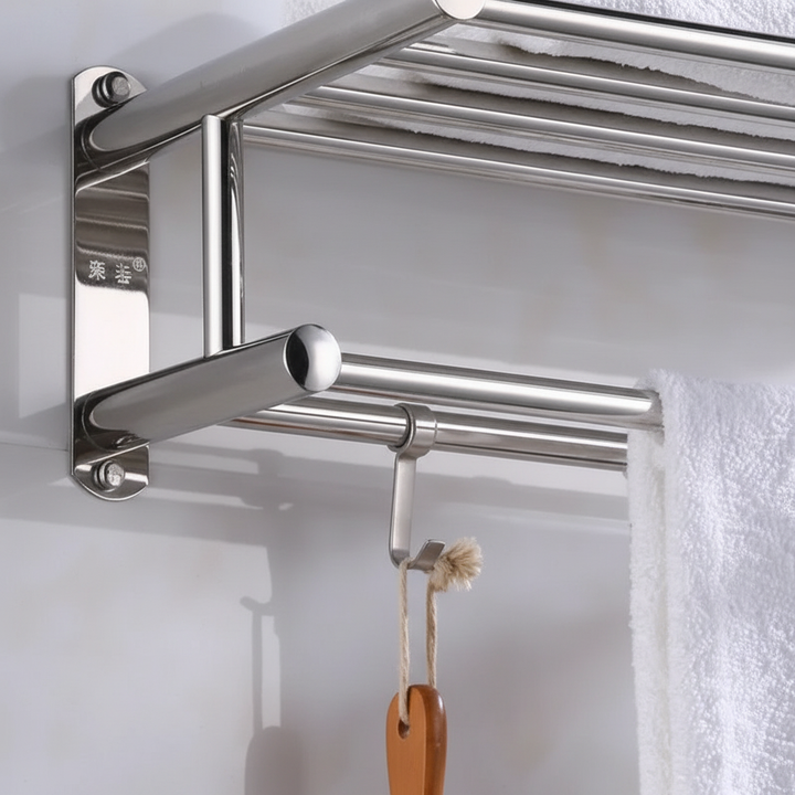 Toweluxe Wand Handtuchhalter aus gebürstetem Edelstahl, Badaccessoire zur Ablage, Organisation von Handtüchern.