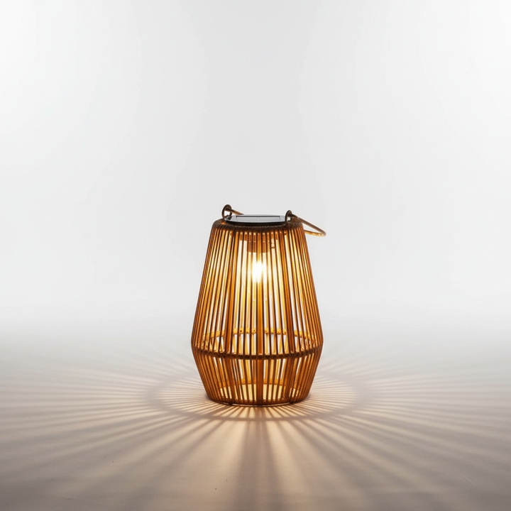 Stilvolle Solarlampe Außen mit Rattan-Design für Garten & Terrasse, wasserdichtes LED-Licht für stimmungsvolle Ambiente.